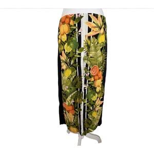 Farm Rio Black, Green Palm, Lemons, Oranges Maxi Skirt Womens Size Small